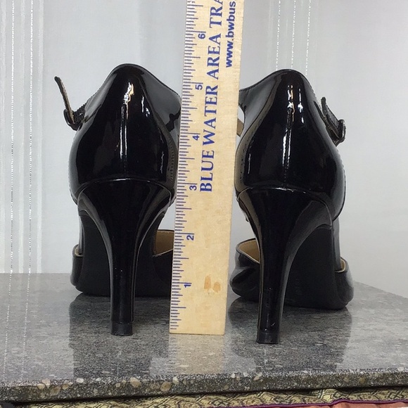 Adrienne Vittadini ‘Citrus’ Black Faux Panted Ankle Strap Point Toe Heels - Picture 2 of 14